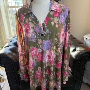 Sew In Love Floral Blouse with Pink and Purple Accents